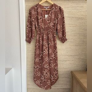 Collective Concepts Floral Midi Dress in Mauve NWT